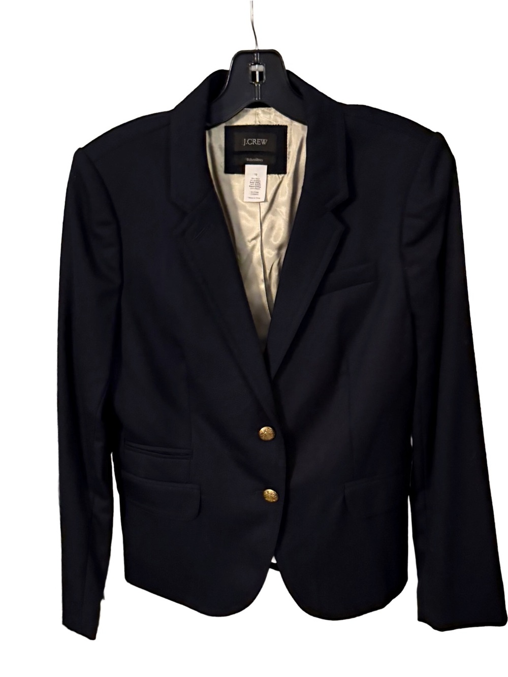 J Crew Women’s Schoolboy Blazer Wool Blazer Jacket Navy Sz 10 NEW